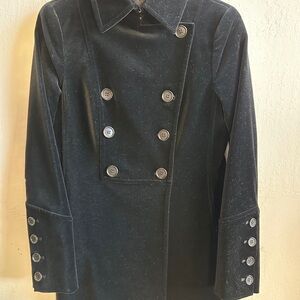 90’s black velvet pea coat